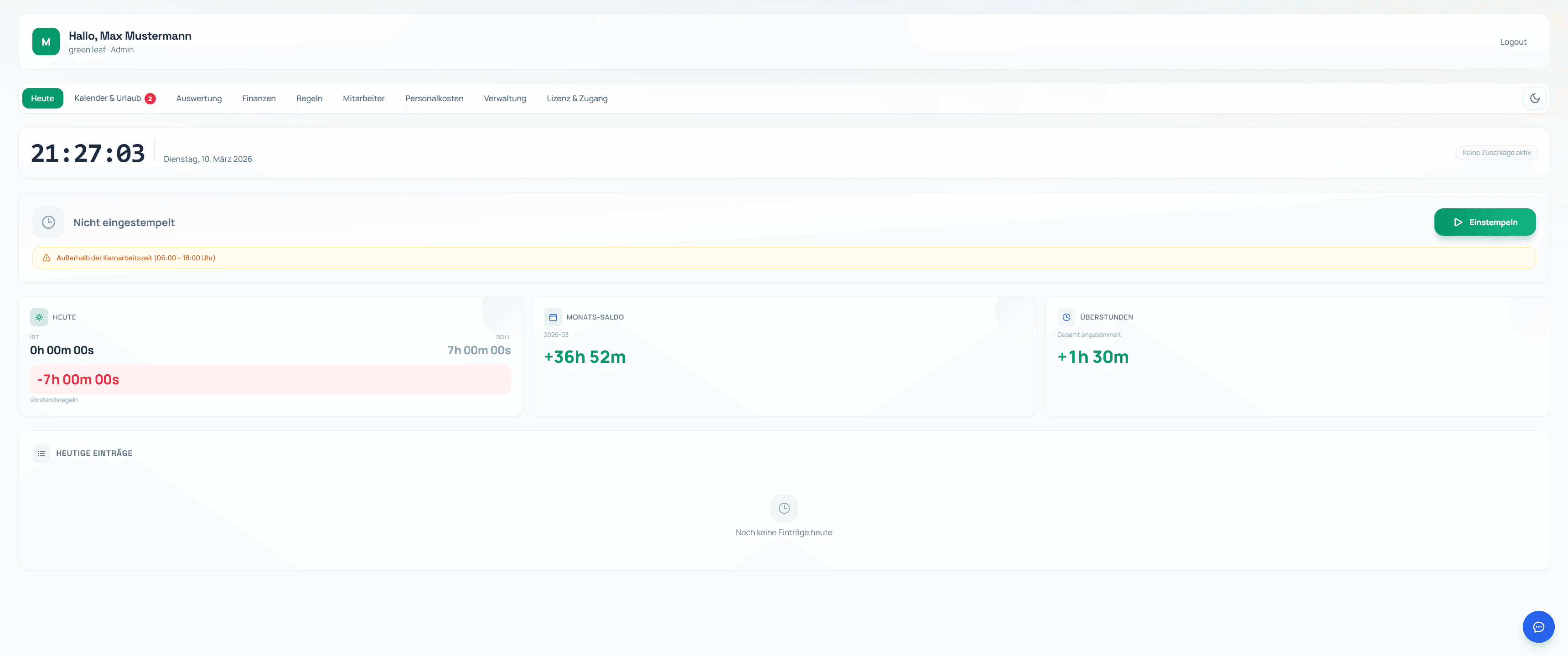 green leaf Dashboard Bright