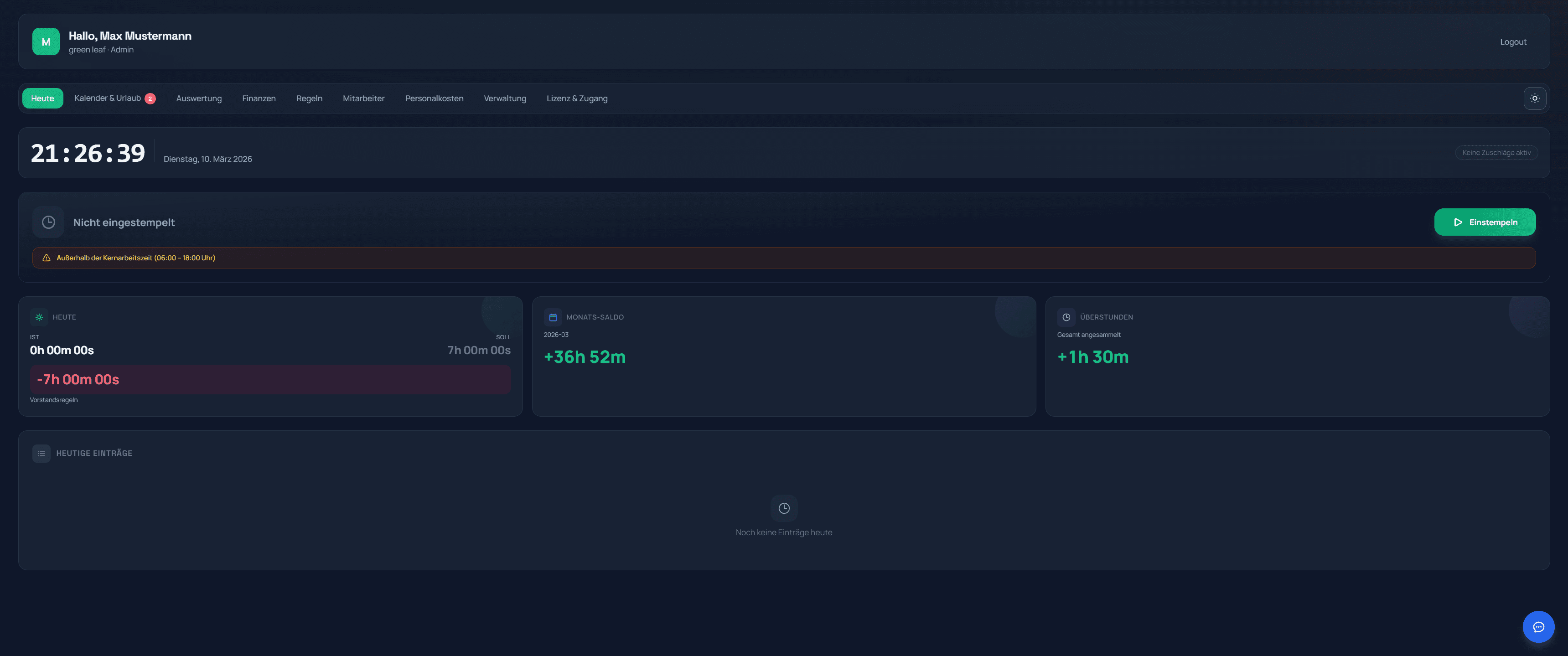 green leaf Dashboard Dark