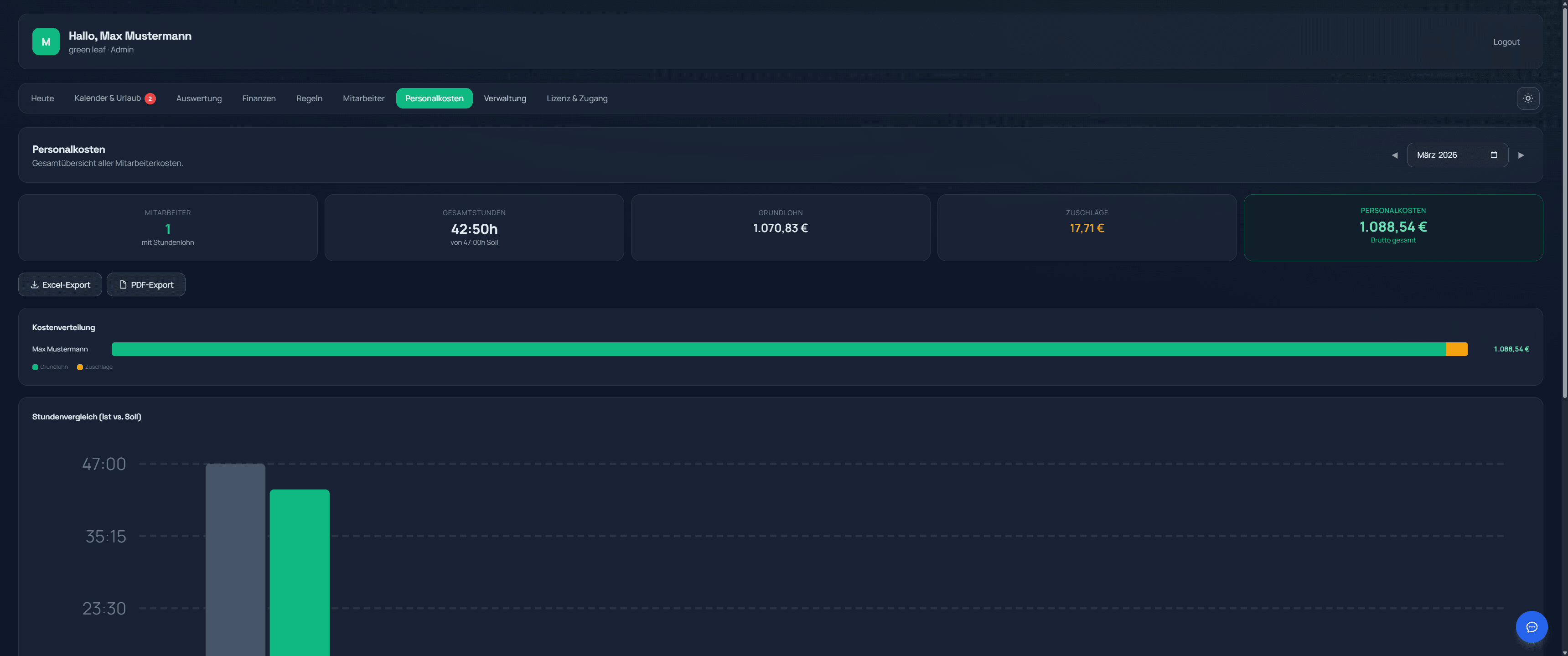 Mitarbeiterverwaltung Dark